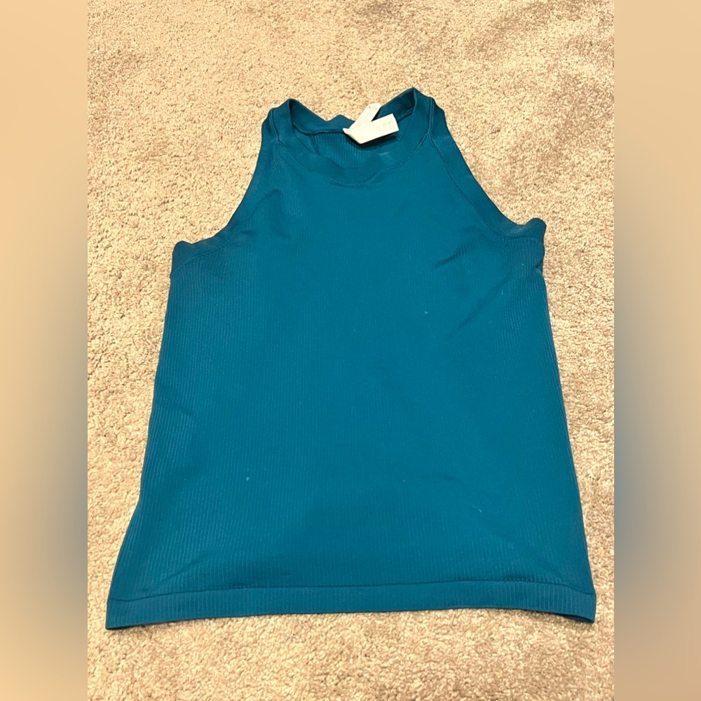 Athleta high neck racer back tank, L (teal)